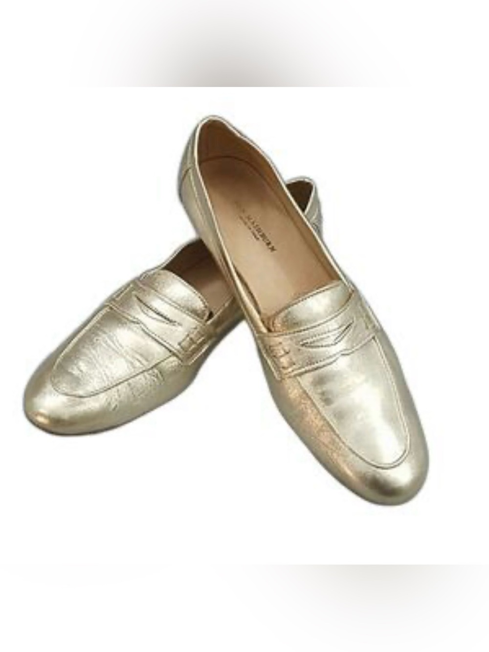 ANN MASHBURN Gold Leather Penny Loafers-HUGE DISCOUNT